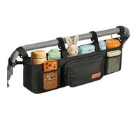 Guiseapue Organiseur double pour poussette avec 2 porte-gobelets isothermes, console parentale, double poussette de jogging, accessoires pour poussette Baby Jogger City Mini GT2 et Jeep Double