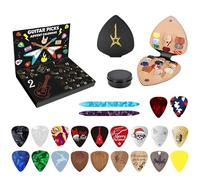 Guitar Advent Calendar 2025, 24 Days Countdown with 20 Guitar Picks, 2 Oud Picks, Pick Holder & Metal Tin Case for Guitar Lovers, Bassists, Ukulele Players, Music Enthusiasts (BB)