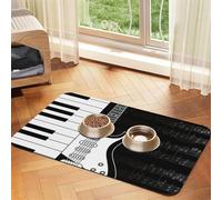 Guitar and Stave Notes,Waterproof Pet Feeding Mat,PU Leather Placemats for Cat Dog Water Bowl,Food Mats,40x60cm