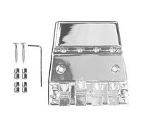 Guitar Bridge 4 String Metal Tailpiece for Bass and Electric Guitars, Precision Tuning Saddle Bridge with Metallic Finish, Includes Screws Pins and Wrench (GA1030)