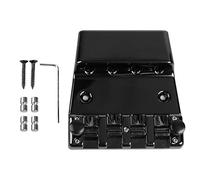 Guitar Bridge 4 String Metal Tailpiece for Bass and Electric Guitars, Precision Tuning Saddle Bridge with Metallic Finish, Includes Screws Pins and Wrench (janvier 1029)