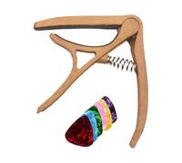 Guitar Capo With Picks - Adjustable Clamp | Built-In Tuner Design | Includes 6 Picks; Nylon Construction; Portable Capo For Acoustic And Electric Guitars.