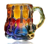 Guitar Coffee Mug, Creative Music Lover Glass Cup with Resin Handle