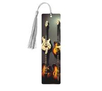 Guitar Collection Lot de 5 marque-pages artistiques pour femme, pompons en bois, fournitures d'étude