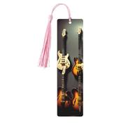 Guitar Collection Lot de 5 marque-pages artistiques pour femme, pompons en bois, fournitures d'étude