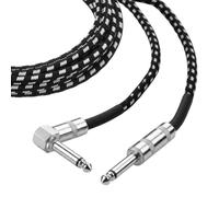 Guitar Cord | Heavy Duty Reinforced 6.5mm Connector | Right Angle To Straig