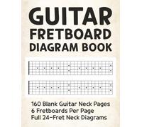 Guitar Fretboard Diagram Book: Blank Guitar Neck Diagram Notebook with 960 Full 24-Fret Charts for Chords, Scales, Modes, Arpeggios, Lessons, and Songwriting
