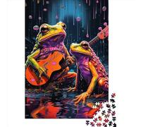 Guitar Frog Puzzle 1000 Pièces Cadeau Unique Jeu Éducatif Défi Jouet À De Qualité Supérieure Peinture Art pour Adultes Enfants 1000pcs (38x26cm)