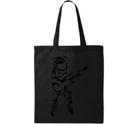 Guitar Guy Astronaute Pochoir Art Naturel Ecologique Coton Tote Bag Noir, Noir , Taille unique