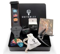 Guitar Lab coffret cadeau pour accessoires de guitare | médiators en étain, sangle de guitare, capodastre, accordeur électronique
