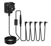 Guitar Pedal Adaptor Power Supply 9V DC 1A Centre Negative One Spot Charging Adapter Wall Charger Plug with 5 Way Daisy Chain Cords for Guitar Bass Effects Pedal and Casio Keyboard, 10 Feet