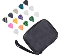 Guitar Pick Bag Set Celluloid Picks Storage Pouch Holder CasePolyuréthaneLeather pour accessoires d'instruments (noir)