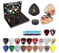 Guitar Picks Advent Calendar 2025, 24 Days Christmas Countdown with 20 Guitar Picks 2 Oud Pick Pick Holder, Gift, for Bass, Guitars, Ukulele Players and Loves Music & Rock (1 Set)