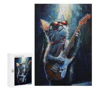 Guitar Playing Cat Art Print-1 Puzzle 1000 Pièces Educa Jouet en Bois Cadeau Unique Décoration Intérieure Jeu Éducatif Challenge Toy Adultes Et Enfants À Partir De 14 Ans 300 PCS