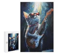 Guitar Playing Cat Art Print-1 Puzzle 1000 Pièces Educa Jouet en Bois Cadeau Unique Décoration Intérieure Jeu Éducatif Challenge Toy Adultes Et Enfants À Partir De 14 Ans 1000 PCS