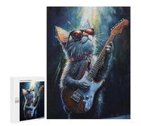 Guitar Playing Cat Art Print-1 Puzzle 1000 Pièces Educa Jouet en Bois Cadeau Unique Décoration Intérieure Jeu Éducatif Challenge Toy Adultes Et Enfants À Partir De 14 Ans 500 PCS