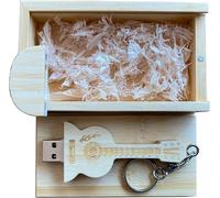 Guitar Shape USB Flash Drive 2.0/3.0 Bamboo Wood in Wooden Box (3.0/128GB)