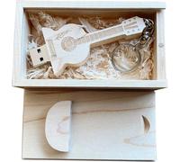 Guitar Shape USB Flash Drive 2.0/3.0 Maple Wood in Wooden Box (2.0/128GB).