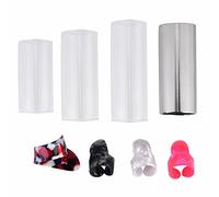 Guitar Slides and Finger Picks Set, Stainless Steel Glass Slides with Plastic Protective Finger Picks, Smooth Glide for Soft Harmonics, Durable 304 Stainless Steel for Superior Sus