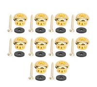 Guitar Strap Locks | 10 - Piece Zinc Alloy End Pins & Screws Set | Secure Strap Lock for Acoustic/Electric Guitar/Bass/Ukulele | Universal Strap Button Accessories (Dorée)