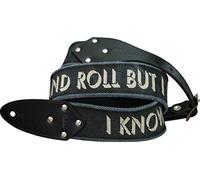 Guitar Strap Rolling Stones - I KNOW IT'S ONLY ROCK AND ROLL BUT I LIKE IT - Organic Cotton and Genuine Leather Hooks - Etabeta Artigiano Toscano - Made in Italy (noir brossé)
