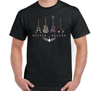 Guitar T-T-Shirts à Manches Courtes Heaven Mens Acoustic Electric Bass Guitarist Rock n Roll Music Black(X-Large)