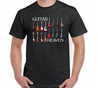 Guitar T-T-Shirts à Manches Courtes Heaven Mens Funny Guitarist Electric Acoustic Bass Rock Music Black(Large)