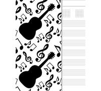 Guitar Tab Notebook: 6 String Chord And Tablature Staff Music Paper, Black & White Cover