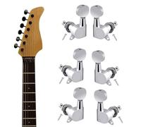 Guitar Tuning Machines, Sealed Oval Head Peg, 3 Left 3 Right String Tuning Knobs with Soft Gear, Metal Guitar Machine Heads, Precision Tunings Tool, Replacement Guitars Hardware for Electric Acoustic