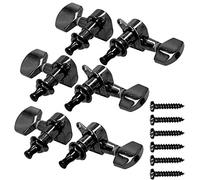 Guitar Tuning Pegs 3 Left 3 Right | Machine Heads Tuner for Electric/Acoustic Guitars | Metal Replacement Parts with Screws (Black)