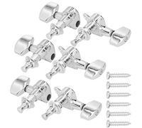 Guitar Tuning Pegs 3 Left 3 Right | Machine Heads Tuner for Electric/Acoustic Guitars | Metal Replacement Parts with Screws (Silver)