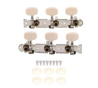 Guitar Tuning Pegs 3L 3R | Dual Holes Machine Heads for Acoustic/Folk/Classical Guitars | Metal - Coated with ABS Plastic Handle