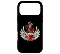 Guitar Wings Roses Distressed Rock and Roll Music Coque pour iPhone 17 Pro Max