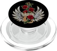 Guitar Wings Roses Distressed Rock and Roll Music PopSockets PopGrip pour MagSafe