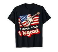 Guitare 6 cordes 4 enfants 1 légende drapeau USA musique fête des pères T-Shirt