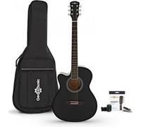 Guitare Acoustique à Pan Coupé Gaucher et pack Accessoires par Gear4music, Noir