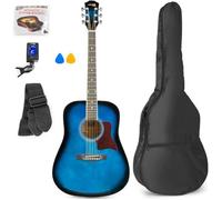 Guitare acoustique adulte débutant MAX SoloJam - Bleue - Cordes en acier - Sac de transport - Médiators