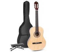 MAX SoloArt guitare acoustique classique avec repose-pieds - Bois, idéal pour débuter la guitare Marron
