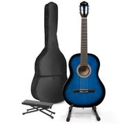 Guitare acoustique classique MAX SoloArt avec support et repose-pied - Bleu