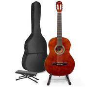 Guitare acoustique classique MAX SoloArt avec support et repose-pied - Marron