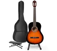 MAX SoloArt guitare acoustique classique avec support de guitare et repose-pieds - Sunburst, idéal pour débuter la guitare Marron