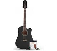 Guitare Acoustique Dreadnought 12 cordes et pack Accessoires par Gear4music, Noir