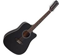 Guitare Acoustique Dreadnought à Pan Coupé 12 cordes par Gear4music, Noir