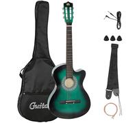 Guitare acoustique électrique HOMCOM 38 pouces, guitare classique pour débutants et adultes, finition brillante, avec étui de transport, sangle, médiators, cordes de rechange - Vert foncé