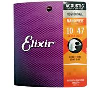 Guitare acoustique extra légère Elixir Nanoweb 80/20 bronze 10-47