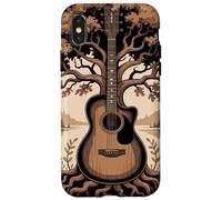 Guitare Acoustique Fusion Arbre Lac Forêt Musique Nature Coque pour iPhone X/XS
