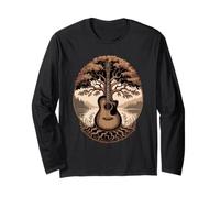 Guitare Acoustique Fusion Arbre Lac Forêt Musique Nature Manche Longue