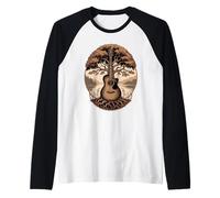 Guitare Acoustique Fusion Arbre Lac Forêt Musique Nature Manche Raglan