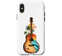 Guitare Acoustique Guitariste Tropical Plage Palmier Océan Coque pour iPhone X/XS