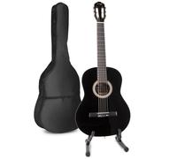 MAX SoloArt Guitare Acoustique Classique avec Support de Guitare - Noir, Idéal pour Animer vos Soirées